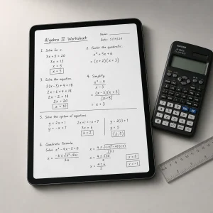 Grade 10 mathematics resource pack displayed on a tablet