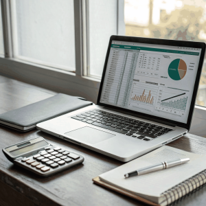 Teacher administration spreadsheet displayed on a laptop