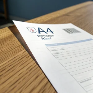 Teacher reviewing a printed assessment paper with learners