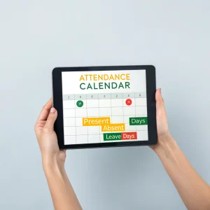 Teacher using a CAPS checklist on a tablet
